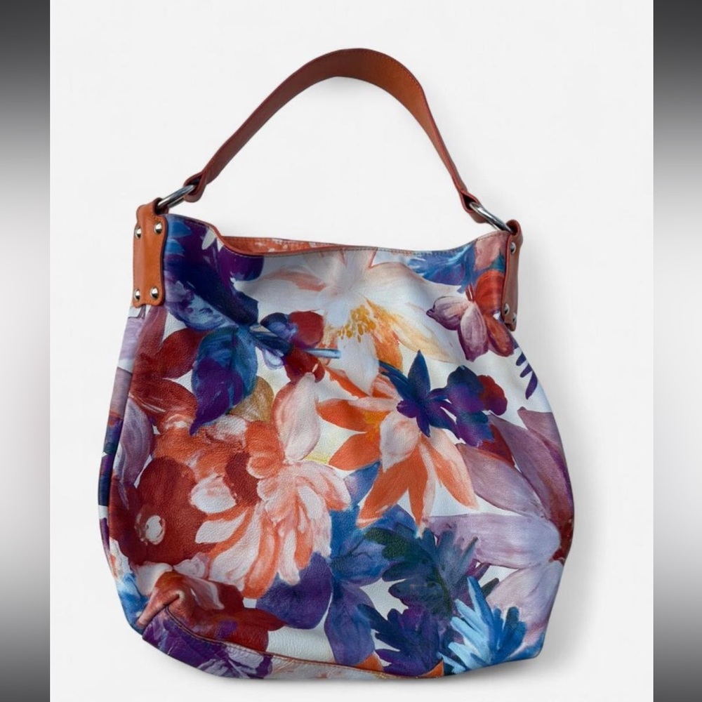 Floral Women's Bag with Tan Strap
